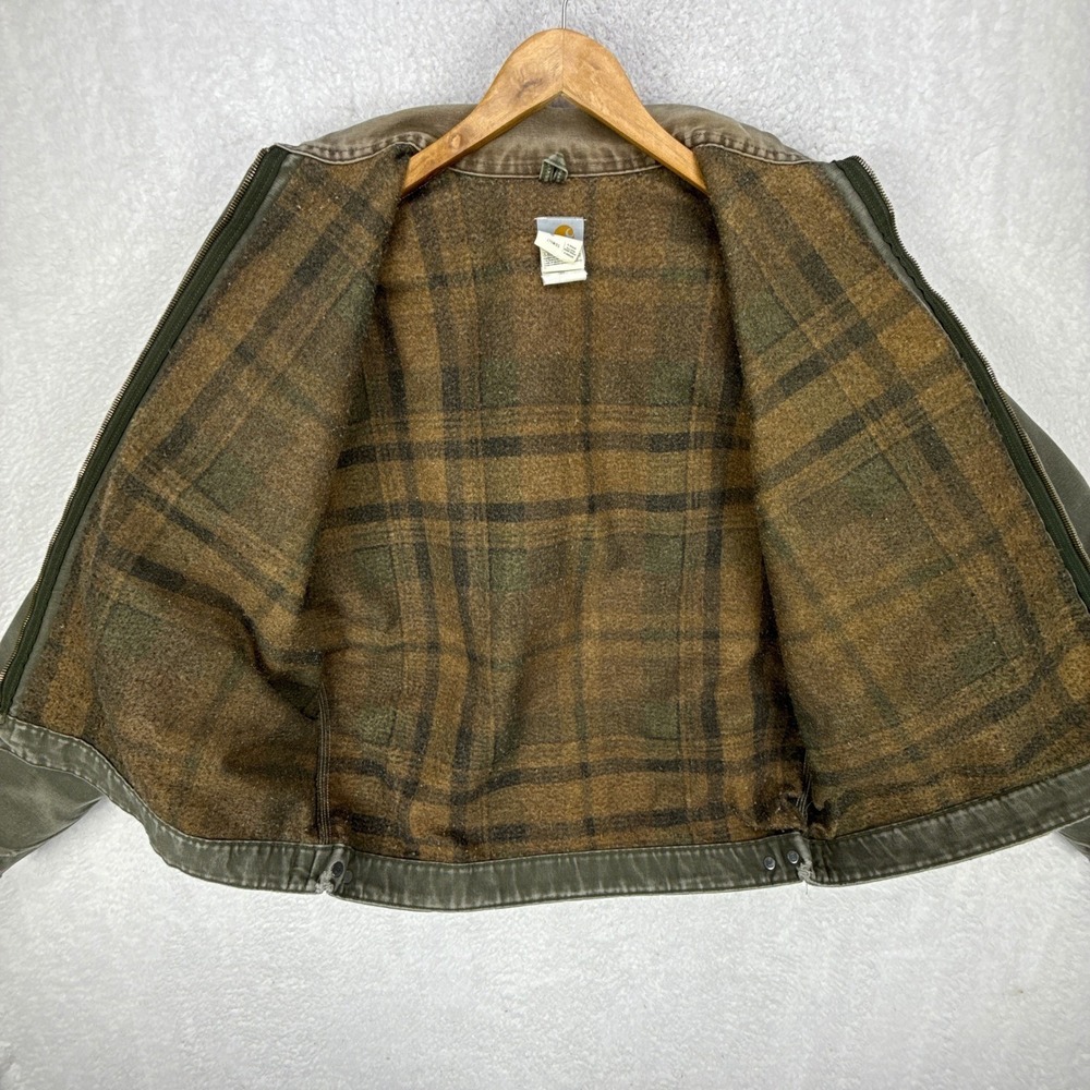 Carhartt Detroit Jacket Blanket Lined Mens XL J76 MOS Moss Green Faded - Picture 4 of 16